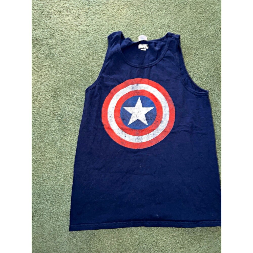 Port & Company Marvel Captain America Shield Graphic Blue Tank Top Men M